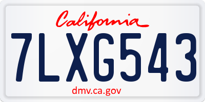 CA license plate 7LXG543
