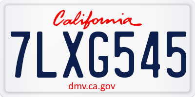 CA license plate 7LXG545