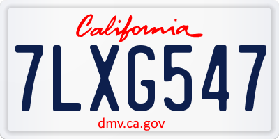 CA license plate 7LXG547