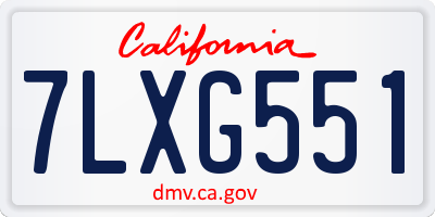 CA license plate 7LXG551