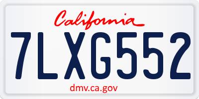 CA license plate 7LXG552