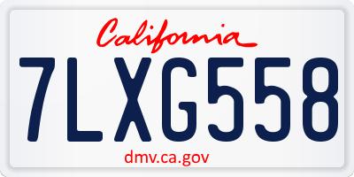 CA license plate 7LXG558