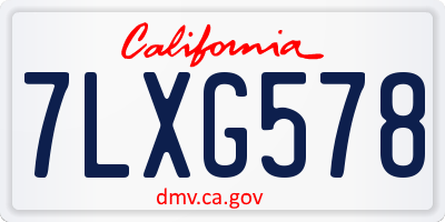 CA license plate 7LXG578