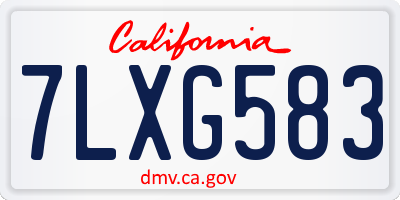 CA license plate 7LXG583