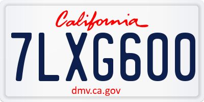 CA license plate 7LXG600