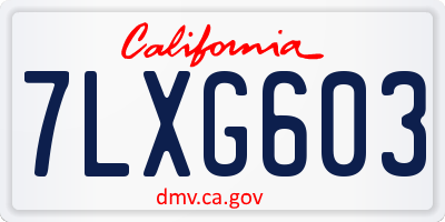 CA license plate 7LXG603