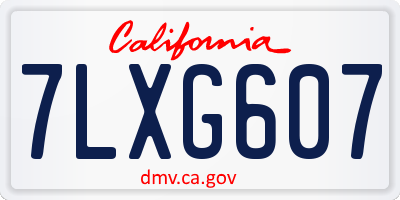 CA license plate 7LXG607
