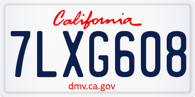 CA license plate 7LXG608