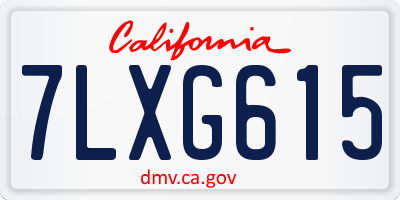CA license plate 7LXG615