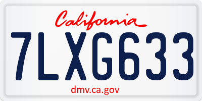 CA license plate 7LXG633