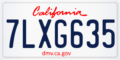 CA license plate 7LXG635