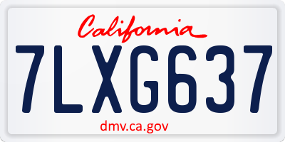 CA license plate 7LXG637