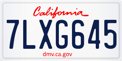 CA license plate 7LXG645
