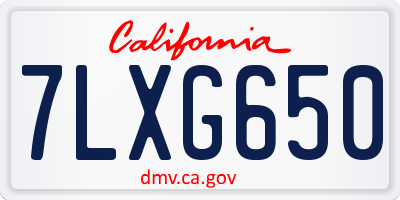 CA license plate 7LXG650