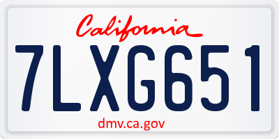 CA license plate 7LXG651
