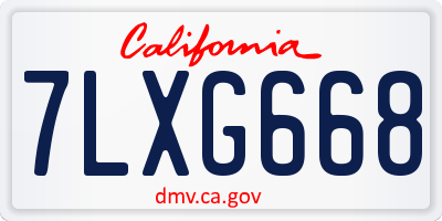 CA license plate 7LXG668