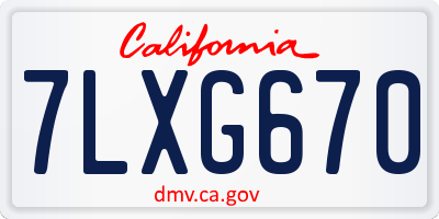 CA license plate 7LXG670