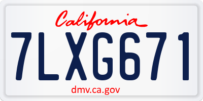 CA license plate 7LXG671