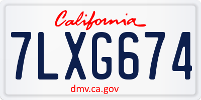 CA license plate 7LXG674