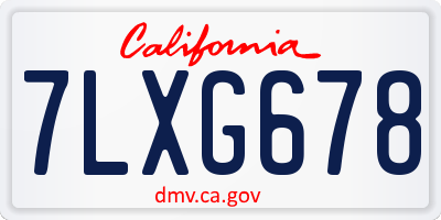CA license plate 7LXG678