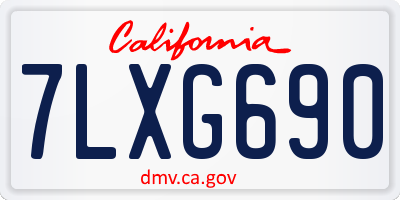CA license plate 7LXG690