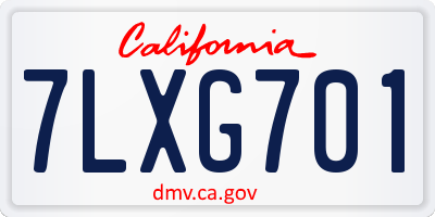CA license plate 7LXG701