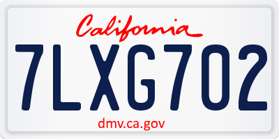 CA license plate 7LXG702