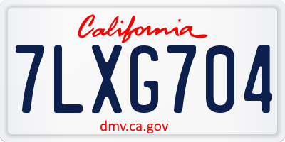 CA license plate 7LXG704