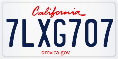 CA license plate 7LXG707