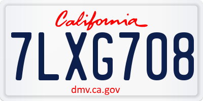 CA license plate 7LXG708
