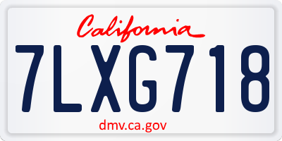 CA license plate 7LXG718
