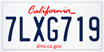 CA license plate 7LXG719