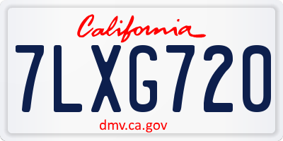 CA license plate 7LXG720