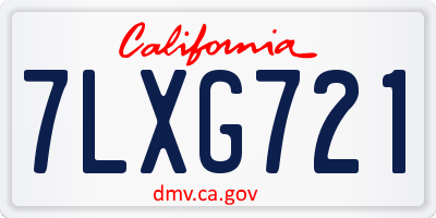 CA license plate 7LXG721