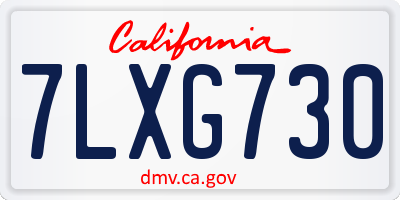 CA license plate 7LXG730