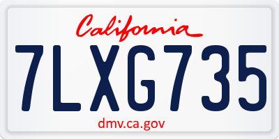 CA license plate 7LXG735