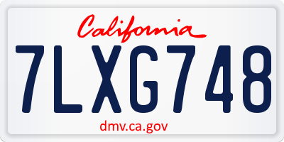 CA license plate 7LXG748