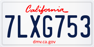 CA license plate 7LXG753