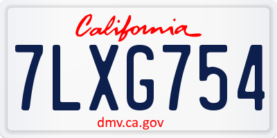 CA license plate 7LXG754