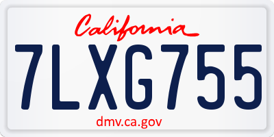 CA license plate 7LXG755