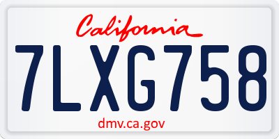 CA license plate 7LXG758