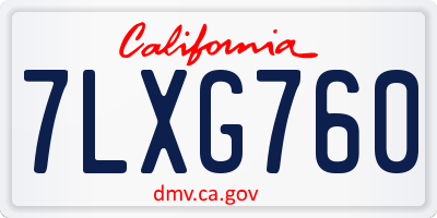 CA license plate 7LXG760