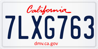 CA license plate 7LXG763