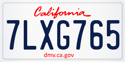 CA license plate 7LXG765