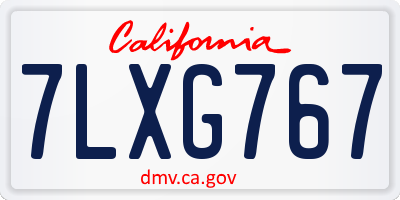 CA license plate 7LXG767