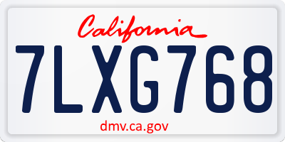 CA license plate 7LXG768