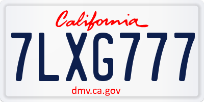 CA license plate 7LXG777
