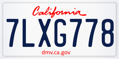 CA license plate 7LXG778