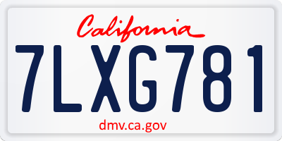 CA license plate 7LXG781