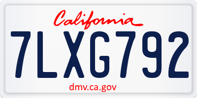 CA license plate 7LXG792